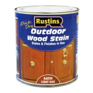 RUSTINS OUTDOOR WOOD STAIN SATIN LIGHT OAK 500ML